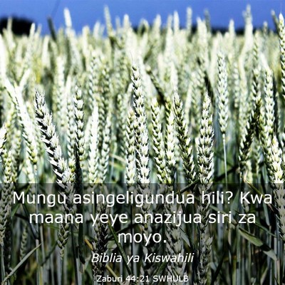 Picture 03 - Zaburi 44:21 SWHULB - Mungu asingeligundua hili? Kwa maana yeye - Bible Verse Picture