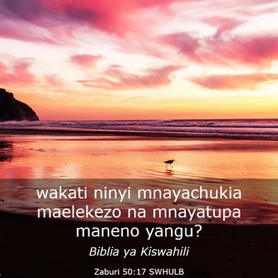 Picture 03 - Zaburi 50:17 SWHULB - wakati ninyi mnayachukia maelekezo na mnayatupa - Bible Verse Picture