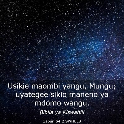 Picture 03 - Zaburi 54:2 SWHULB - Usikie maombi yangu, Mungu; uyategee sikio maneno - Bible Verse Picture