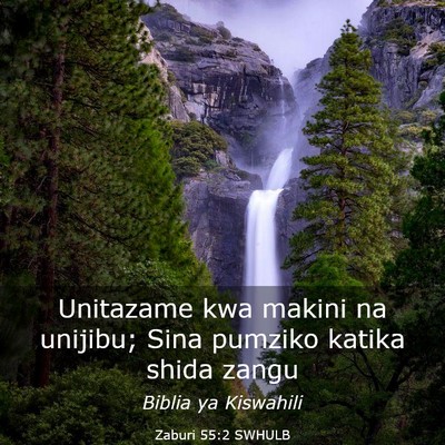 Picture 03 - Zaburi 55:2 SWHULB - Unitazame kwa makini na unijibu; Sina pumziko - Bible Verse Picture