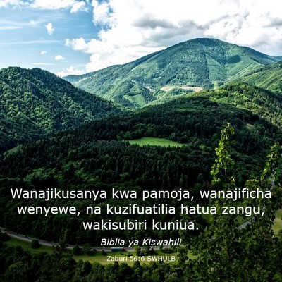 Picture 03 - Zaburi 56:6 SWHULB - Wanajikusanya kwa pamoja, wanajificha wenyewe, na - Bible Verse Picture