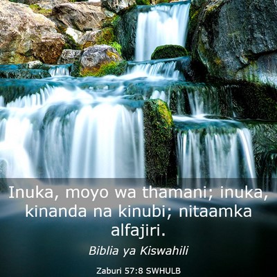 Picture 03 - Zaburi 57:8 SWHULB - Inuka, moyo wa thamani; inuka, kinanda na kinubi; - Bible Verse Picture