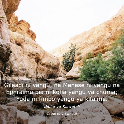 Picture 03 - Zaburi 60:7 SWHULB - Gileadi ni yangu, na Manase ni yangu na Ephraimu - Bible Verse Picture