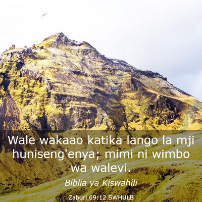 Picture 03 - Zaburi 69:12 SWHULB - Wale wakaao katika lango la mji huniseng'enya; - Bible Verse Picture