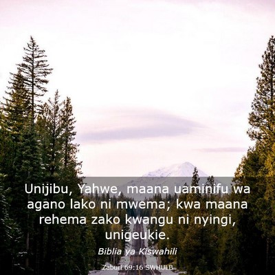 Picture 03 - Zaburi 69:16 SWHULB - Unijibu, Yahwe, maana uaminifu wa agano lako ni - Bible Verse Picture