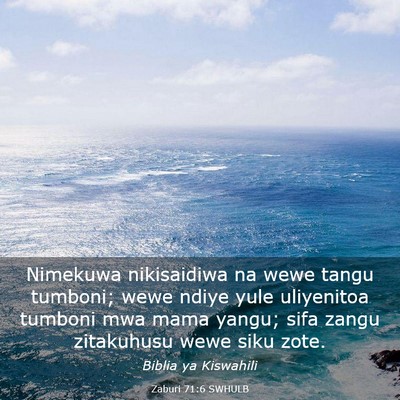 Picture 03 - Zaburi 71:6 SWHULB - Nimekuwa nikisaidiwa na wewe tangu tumboni; wewe - Bible Verse Picture
