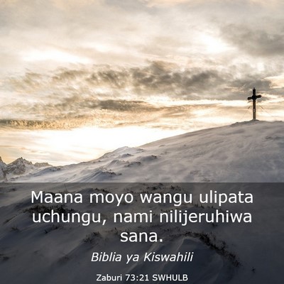Picture 03 - Zaburi 73:21 SWHULB - Maana moyo wangu ulipata uchungu, nami - Bible Verse Picture