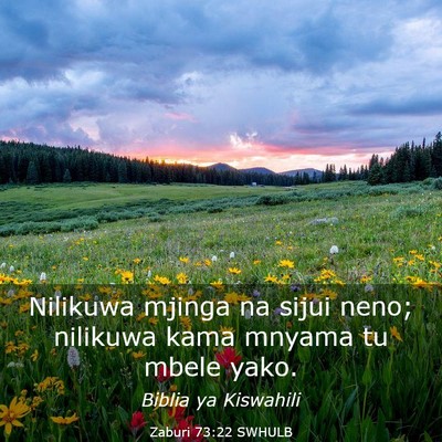 Picture 03 - Zaburi 73:22 SWHULB - Nilikuwa mjinga na sijui neno; nilikuwa kama - Bible Verse Picture