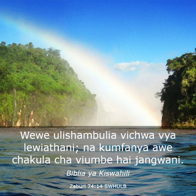Picture 03 - Zaburi 74:14 SWHULB - Wewe ulishambulia vichwa vya lewiathani; na - Bible Verse Picture