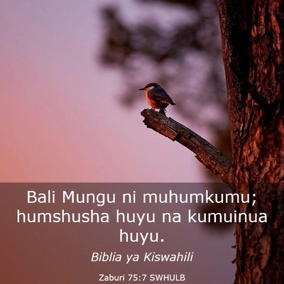 Picture 03 - Zaburi 75:7 SWHULB - Bali Mungu ni muhumkumu; humshusha huyu na - Bible Verse Picture