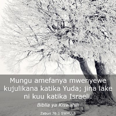 Picture 03 - Zaburi 76:1 SWHULB - Mungu amefanya mwenyewe kujulikana katika Yuda; - Bible Verse Picture
