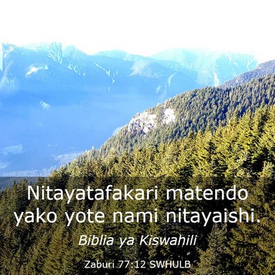 Picture 03 - Zaburi 77:12 SWHULB - Nitayatafakari matendo yako yote nami - Bible Verse Picture
