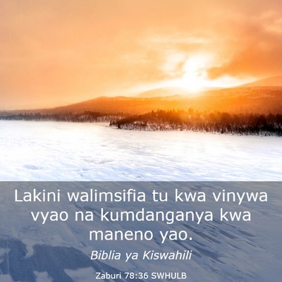 Picture 03 - Zaburi 78:36 SWHULB - Lakini walimsifia tu kwa vinywa vyao na - Bible Verse Picture