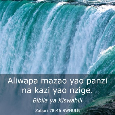 Picture 03 - Zaburi 78:46 SWHULB - Aliwapa mazao yao panzi na kazi yao - Bible Verse Picture
