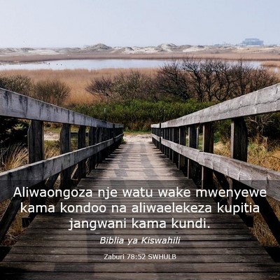 Picture 03 - Zaburi 78:52 SWHULB - Aliwaongoza nje watu wake mwenyewe kama kondoo na - Bible Verse Picture