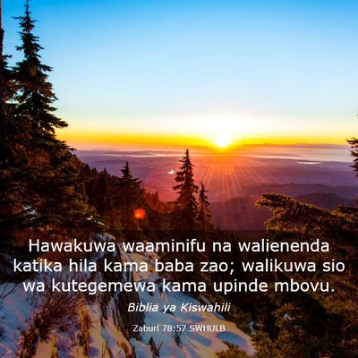 Picture 03 - Zaburi 78:57 SWHULB - Hawakuwa waaminifu na walienenda katika hila kama - Bible Verse Picture