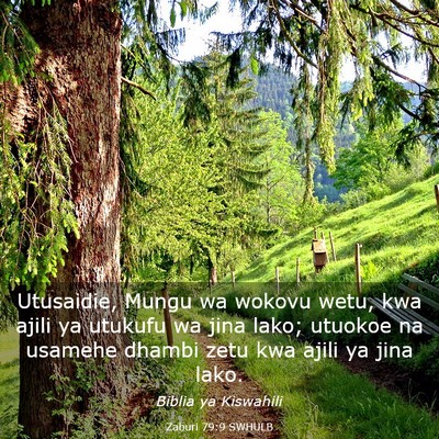 Picture 03 - Zaburi 79:9 SWHULB - Utusaidie, Mungu wa wokovu wetu, kwa ajili ya - Bible Verse Picture