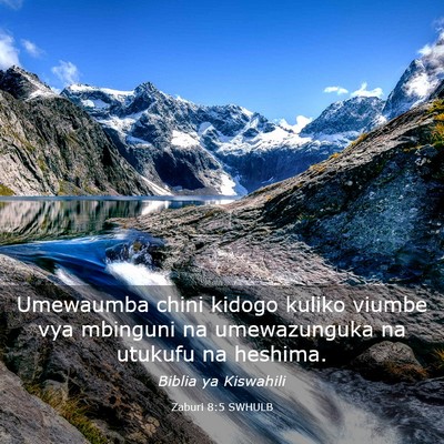 Picture 03 - Zaburi 8:5 SWHULB - Umewaumba chini kidogo kuliko viumbe vya mbinguni - Bible Verse Picture