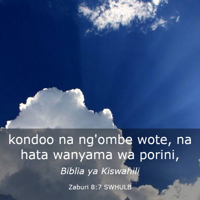 Picture 03 - Zaburi 8:7 SWHULB - kondoo na ng'ombe wote, na hata wanyama wa - Bible Verse Picture
