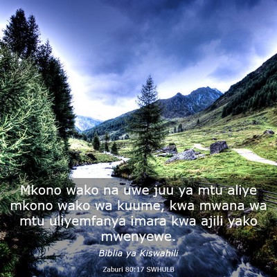 Picture 03 - Zaburi 80:17 SWHULB - Mkono wako na uwe juu ya mtu aliye mkono wako wa - Bible Verse Picture