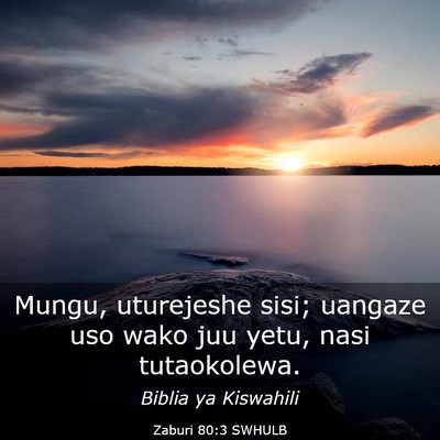 Picture 03 - Zaburi 80:3 SWHULB - Mungu, uturejeshe sisi; uangaze uso wako juu - Bible Verse Picture
