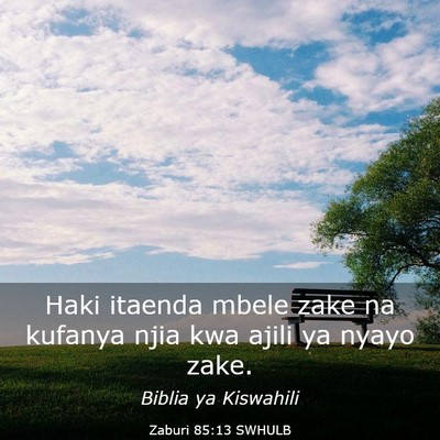 Picture 03 - Zaburi 85:13 SWHULB - Haki itaenda mbele zake na kufanya njia kwa ajili - Bible Verse Picture