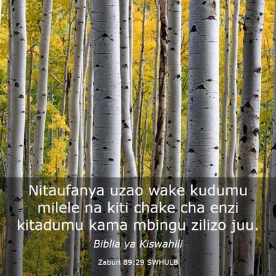 Picture 03 - Zaburi 89:29 SWHULB - Nitaufanya uzao wake kudumu milele na kiti chake - Bible Verse Picture