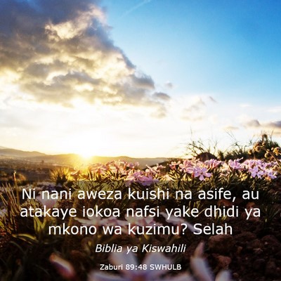 Picture 03 - Zaburi 89:48 SWHULB - Ni nani aweza kuishi na asife, au atakaye iokoa - Bible Verse Picture