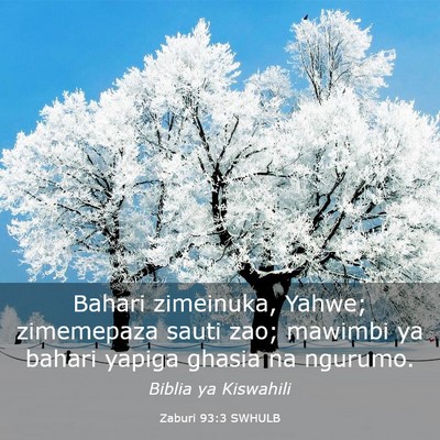 Picture 03 - Zaburi 93:3 SWHULB - Bahari zimeinuka, Yahwe; zimemepaza sauti zao; - Bible Verse Picture