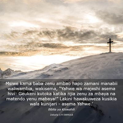 Picture 03 - Zekaria 1:4 SWHULB - Msiwe kama baba zenu ambao hapo zamani manabii - Bible Verse Picture