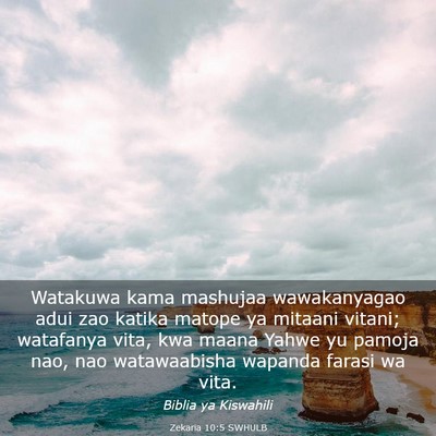 Picture 03 - Zekaria 10:5 SWHULB - Watakuwa kama mashujaa wawakanyagao adui zao - Bible Verse Picture
