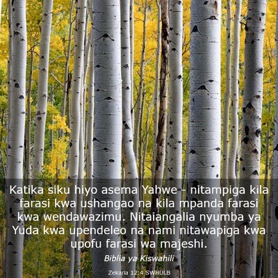 Picture 03 - Zekaria 12:4 SWHULB - Katika siku hiyo asema Yahwe - nitampiga kila - Bible Verse Picture