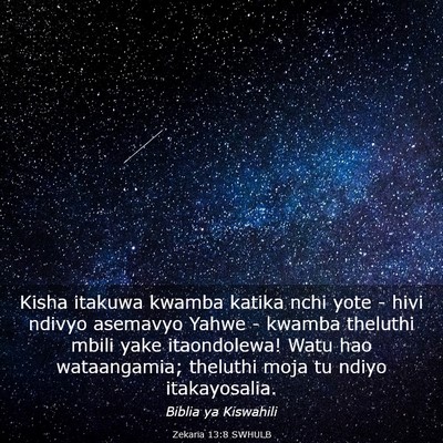 Picture 03 - Zekaria 13:8 SWHULB - Kisha itakuwa kwamba katika nchi yote - hivi - Bible Verse Picture