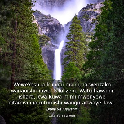 Picture 03 - Zekaria 3:8 SWHULB - WeweYoshua kuhani mkuu na wenzako wanaoishi nawe! - Bible Verse Picture