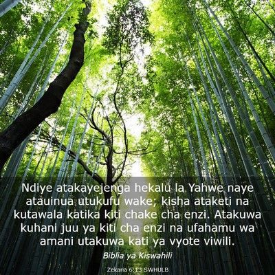 Picture 03 - Zekaria 6:13 SWHULB - Ndiye atakayejenga hekalu la Yahwe naye atauinua - Bible Verse Picture