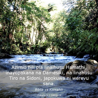 Picture 03 - Zekaria 9:2 SWHULB - Azimio hili pia linaihusu Hamathi, inayopakana na - Bible Verse Picture
