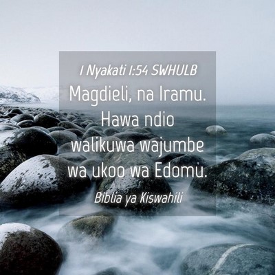 Picture 04 - 1 Nyakati 1:54 SWHULB - Magdieli, na Iramu. Hawa ndio walikuwa wajumbe wa - Bible Verse Picture