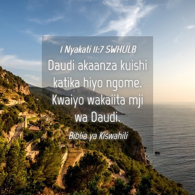 Picture 04 - 1 Nyakati 11:7 SWHULB - Daudi akaanza kuishi katika hiyo ngome. Kwaiyo - Bible Verse Picture