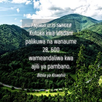Picture 04 - 1 Nyakati 12:35 SWHULB - Kutoka kwa Wadani palikuwa na wanaume 28, 600 - Bible Verse Picture