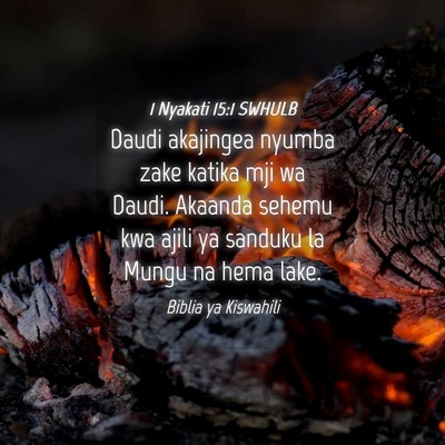 Picture 04 - 1 Nyakati 15:1 SWHULB - Daudi akajingea nyumba zake katika mji wa Daudi. - Bible Verse Picture