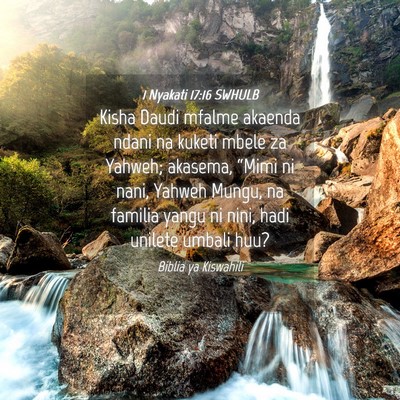 Picture 04 - 1 Nyakati 17:16 SWHULB - Kisha Daudi mfalme akaenda ndani na kuketi mbele - Bible Verse Picture