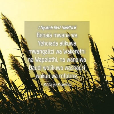 Picture 04 - 1 Nyakati 18:17 SWHULB - Benaia mwana wa Yehoiada alikuwa mwangalizi wa - Bible Verse Picture