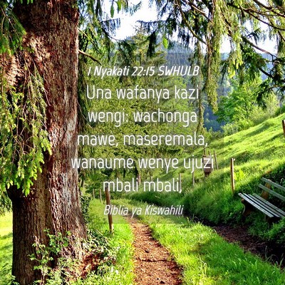 Picture 04 - 1 Nyakati 22:15 SWHULB - Una wafanya kazi wengi: wachonga mawe, - Bible Verse Picture