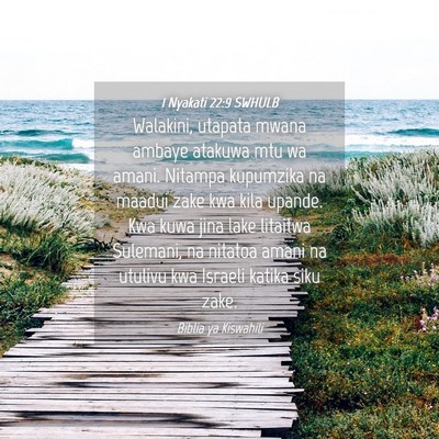 Picture 04 - 1 Nyakati 22:9 SWHULB - Walakini, utapata mwana ambaye atakuwa mtu wa - Bible Verse Picture