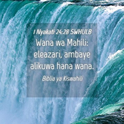 Picture 04 - 1 Nyakati 24:28 SWHULB - Wana wa Mahili: eleazari, ambaye alikuwa hana - Bible Verse Picture