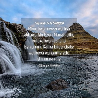 Picture 04 - 1 Nyakati 27:12 SWHULB - Mkuu kwa mwezi wa tisa alikuwa Abi Ezeri - Bible Verse Picture