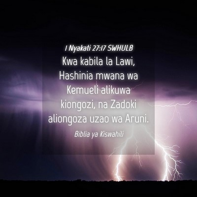 Picture 04 - 1 Nyakati 27:17 SWHULB - Kwa kabila la Lawi, Hashinia mwana wa Kemueli - Bible Verse Picture