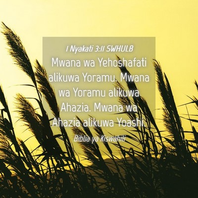 Picture 04 - 1 Nyakati 3:11 SWHULB - Mwana wa Yehoshafati alikuwa Yoramu. Mwana wa - Bible Verse Picture