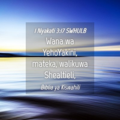 Picture 04 - 1 Nyakati 3:17 SWHULB - Wana wa YehoYakini, mateka, walikuwa - Bible Verse Picture