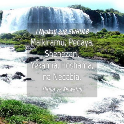 Picture 04 - 1 Nyakati 3:18 SWHULB - Malkiramu, Pedaya, Shenezari, Yekamia, Hoshama, - Bible Verse Picture